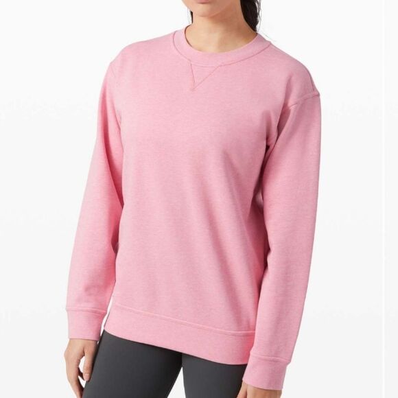Lululemon 2 All Yours Crew Terry Heathered Azalea Pink Sweatshirt cotton - Picture 10 of 10